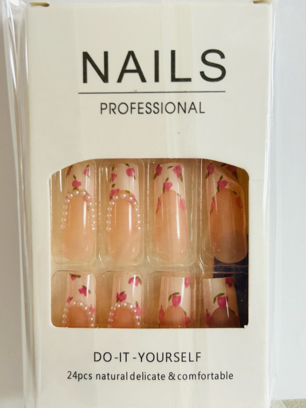NAILS Professional Pink Floral Press-On Nails
